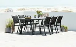 JUTLANDIA FAUSING L220 Bord Svart + 4 JEKSEN Stol Svart -Utemöbler affär 108572