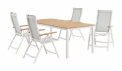 JUTLANDIA RAMTEN L206 Bord Hårdträ + 4 SLITE Positionsstol Vit -Utemöbler affär 149982