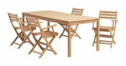 JUTLANDIA VESTERHAVET L210 Bord Teak + 4 VESTERHAVET Klappstol Teak -Utemöbler affär 151263