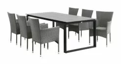 JUTLANDIA KOPERVIK L215 Bord Grå + 4 AIDT Stapelstol Grå -Utemöbler affär 156561