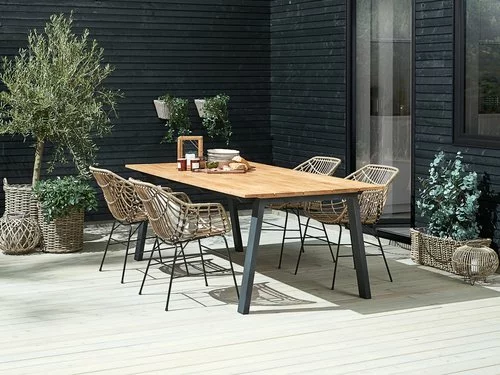 JUTLANDIA BARSMARK L210 Bord Teak + 4 ILDERHUSE Stol Natur 3 JUTLANDIA BARSMARK L210 Bord Teak + 4 ILDERHUSE Stol Natur