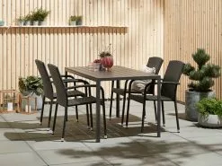 JERSORE L140 Bord Svart + 4 HALDBJERG Stol Svart