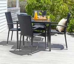 JUTLANDIA MADERUP L90 Bord Svart + 4 GUDHJEM Stol Svart