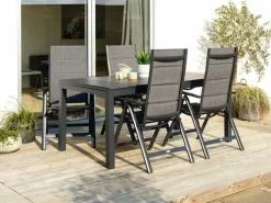 JUTLANDIA VATTRUP L170/273 Bord Svart + 4 MYSEN Stol Grå