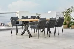 JUTLANDIA ELLEKILDE L180 Bord Teak + 4 BRAVA Stol Grå Snabbtorkande -Utemöbler affär 178479