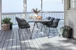 JUTLANDIA FAUSING L220 Bord Svart + 4 ILDERHUSE Stol Svart -Utemöbler affär 178539