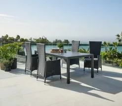 JUTLANDIA HAGEN L214 Bord Grå + 4 SKIVE Stol Svart 11 JUTLANDIA HAGEN L214 Bord Grå + 4 SKIVE Stol Svart -Utemöbler affär 178551