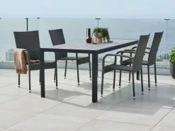 JUTLANDIA PINDSTRUP L205 Bord Grå + 4 GUDHJEM Stol Grå