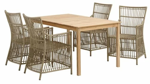 JUTLANDIA VESTERHAVET L150 Bord Teak + 4 FJELLERUP Stol Natur 4 JUTLANDIA VESTERHAVET L150 Bord Teak + 4 FJELLERUP Stol Natur - Bild 2
