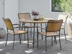 BASTRUP Ø120 Bord + 4 BASTRUP Stol Natur/svart