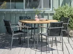 BASTRUP Ø120 Bord Svart + 4 NABE Stapelstol Svart