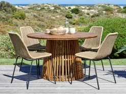 HOLTE Ø120 Bord Hårdträ + 4 PANDUMBRO Stol Natur