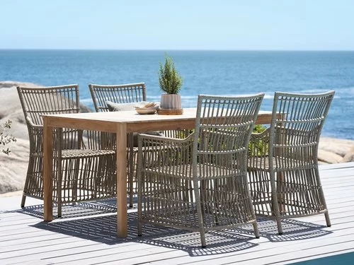JUTLANDIA VESTERHAVET L150 Bord Teak + 4 FJELLERUP Stol Natur 3 JUTLANDIA VESTERHAVET L150 Bord Teak + 4 FJELLERUP Stol Natur