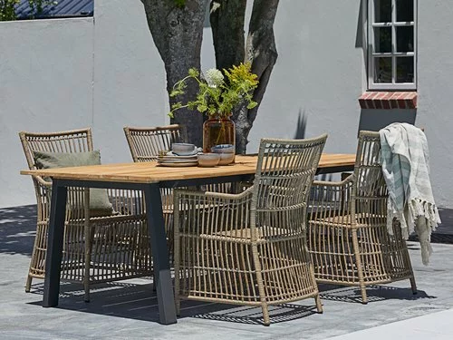 BARSMARK L210 Bord Teak + 4 FJELLERUP Stol Natur 3 BARSMARK L210 Bord Teak + 4 FJELLERUP Stol Natur