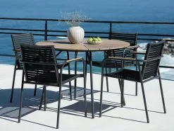 JUTLANDIA RANGSTRUP Ø110 Bord Natur + 4 NABE Stapelstol Svart