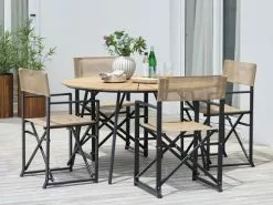 JUTLANDIA RANGSTRUP Ø130 Bord Natur + 4 NAGELSTI Klappstol Svart