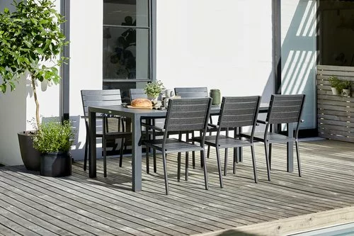 JUTLANDIA MADERUP L205 Bord Svart + 4 PADHOLM Stapelstol Svart 5 JUTLANDIA MADERUP L205 Bord Svart + 4 PADHOLM Stapelstol Svart - Bild 3