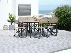 JUTLANDIA TAGEHOLM L120/170 Bord Natur + 4 NAGELSTI Klappstol Svart -Utemöbler affär 201768