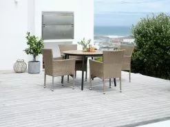 JUTLANDIA TAGEHOLM L120/170 Bord Natur + 4 AIDT Stol Natur -Utemöbler affär 201825