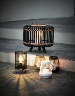 Lykta ENTITA Ø38xH32 Bambu Svart -Utemöbler affär 202088