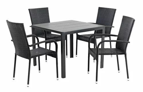 JUTLANDIA MADERUP L90 Bord Svart + 4 GUDHJEM Stol Svart 4 JUTLANDIA MADERUP L90 Bord Svart + 4 GUDHJEM Stol Svart - Bild 2